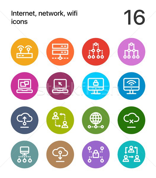 Kolorowy Internetu sieci wifi ikona internetowych Zdjęcia stock © karetniy