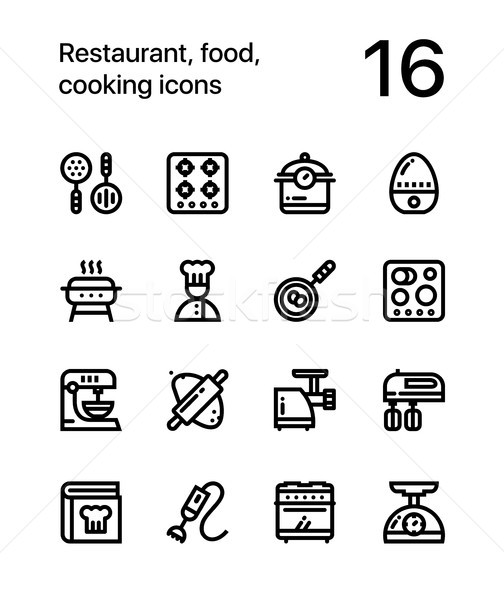 Restaurant, food, cooking icons for web and mobile design pack 3 Stock photo © karetniy