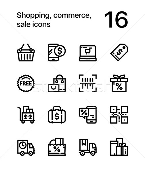 Shopping commerce vente icônes web mobiles Photo stock © karetniy