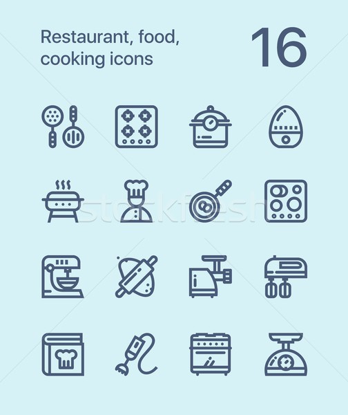 Outline Restaurant, food, cooking icons for web and mobile design pack 3 Stock photo © karetniy