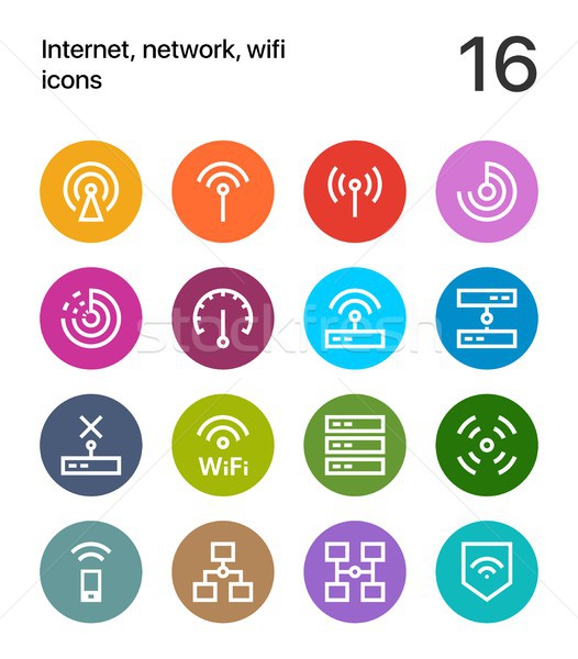 Colorful Internet, network, wifi icons for web and mobile design pack 1 Stock photo © karetniy