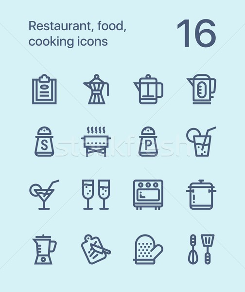 Jedzenie w restauracji gotowania ikona internetowych komórkowych Zdjęcia stock © karetniy