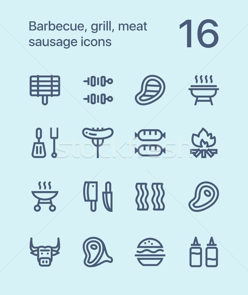 Barbecue viande saucisse icônes web Photo stock © karetniy