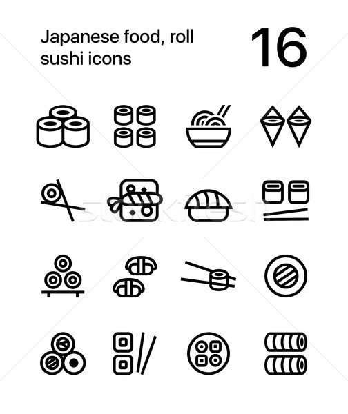 Japońskie jedzenie sushi ikona internetowych komórkowych projektu Zdjęcia stock © karetniy