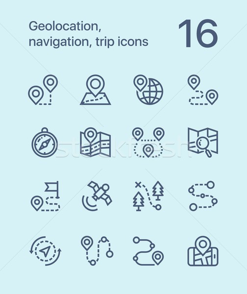 Outline Geolocation, navigation, trip icons for web and mobile design pack 1 Stock photo © karetniy