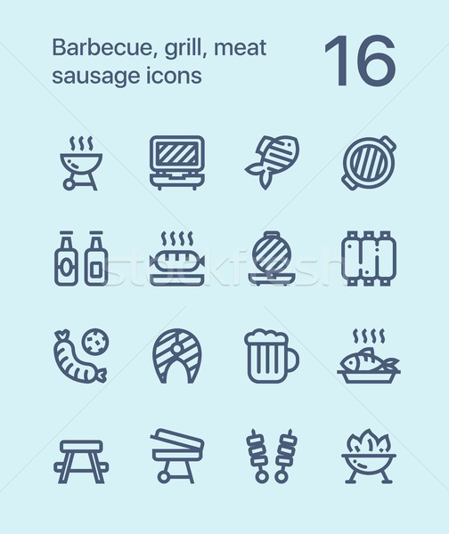 Grill mięsa kiełbasa ikona internetowych Zdjęcia stock © karetniy