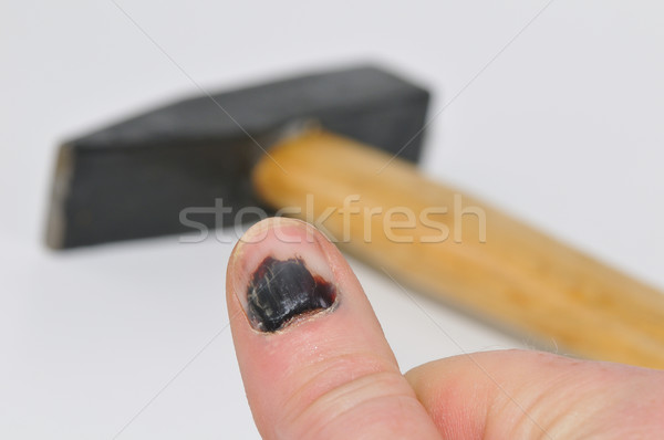 Bleu ongle faire sauter marteau travaux travailleur [[stock_photo]] © karin59