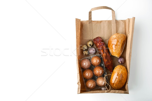 żywności wewnątrz torby papierowe tle chleba Zdjęcia stock © Karpenkovdenis