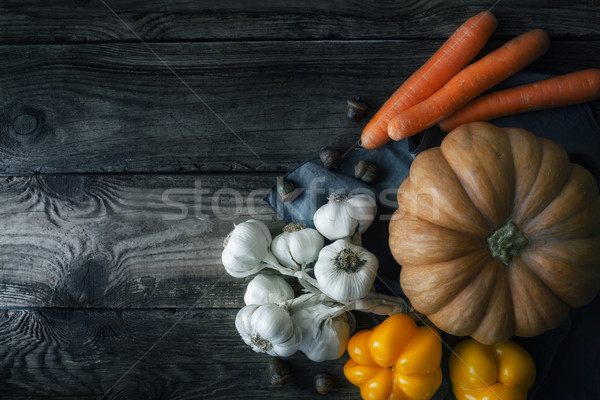 Raw Thanksgiving day turkey with spices on the wooden board top view Stock photo © Karpenkovdenis