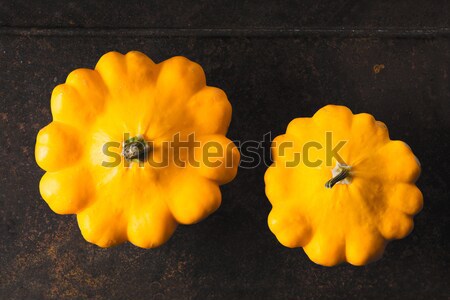 Yellow fresh squash  patty pan on the dark stone background horizontal Stock photo © Karpenkovdenis