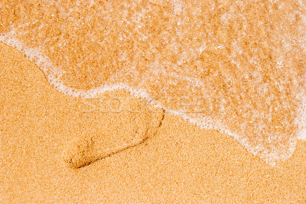 [[stock_photo]]: Empreinte · sable · mer · vague · haut · vue