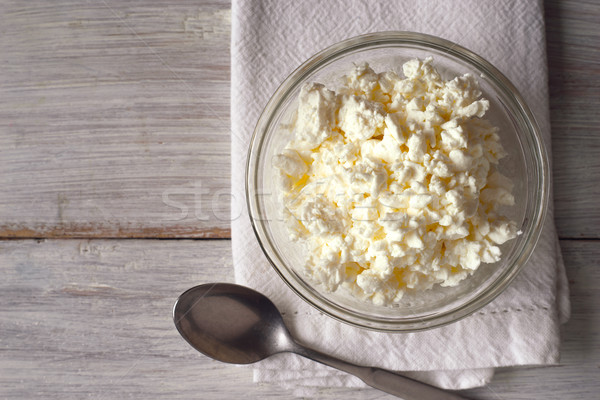 Cottage cheese in a glass bowl Stock photo © Karpenkovdenis