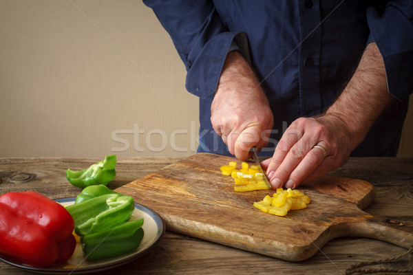 Sliced pepper pizza on a cutting board Stock photo © Karpenkovdenis