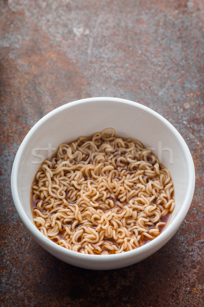 Soup Ramen noodles in ceramic bowl on the metal background Stock photo © Karpenkovdenis