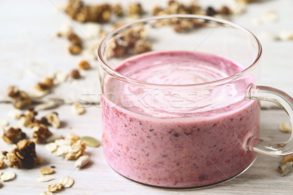 Berry farm yogurt jar bianco Foto d'archivio © Karpenkovdenis