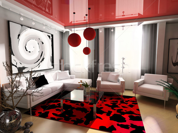 Interni moderno casa design tecnologia 3D Foto d'archivio © kash76