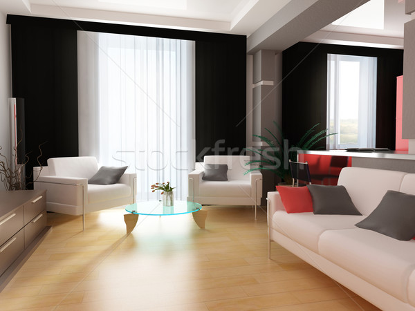 Modern interior exclusiv spaţiu 3D imagine Imagine de stoc © kash76