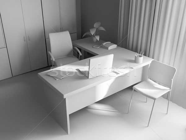 Birou interior stil modern 3D proiect Imagine de stoc © kash76