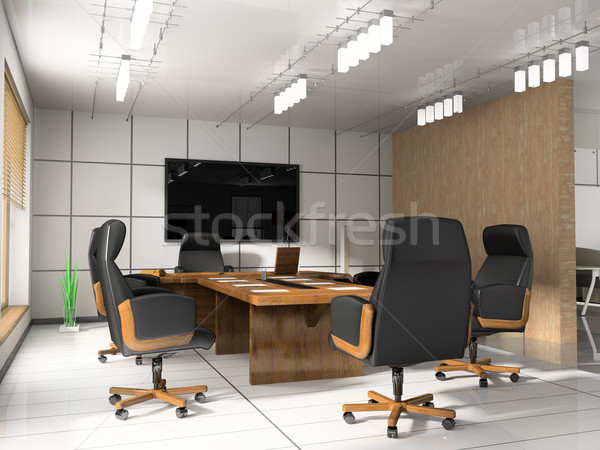 Foto stock: Moderno · quarto · reuniões · 3d · render · negócio · reunião
