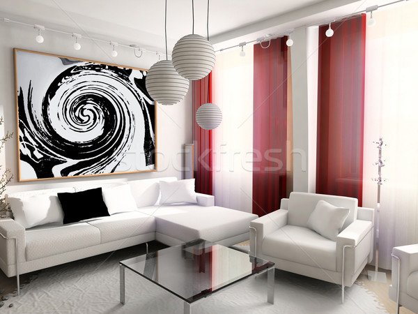 Interior modern casă proiect tehnologie 3D Imagine de stoc © kash76