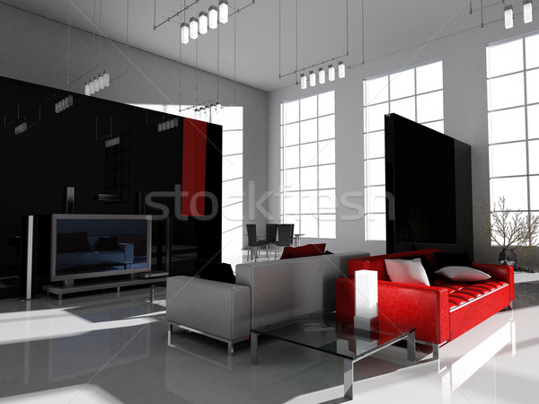 Zeichnung Zimmer Innenraum modernen home Stock foto © kash76