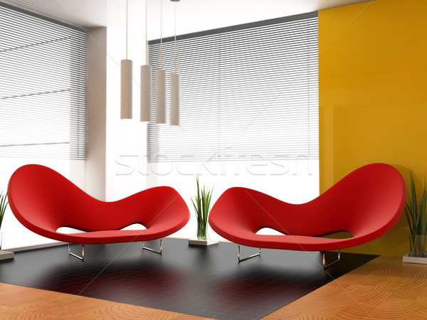 Moderne vliering interieur tekening kamer 3D Stockfoto © kash76