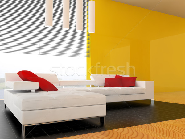 Moderno interni soggiorno mobili rendering 3d home Foto d'archivio © kash76