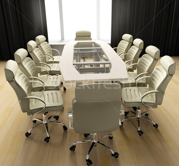 Table négociation bureau 3D image ville Photo stock © kash76