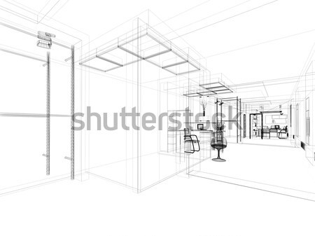 Moderno interior sala de estar mobiliário 3d render casa Foto stock © kash76