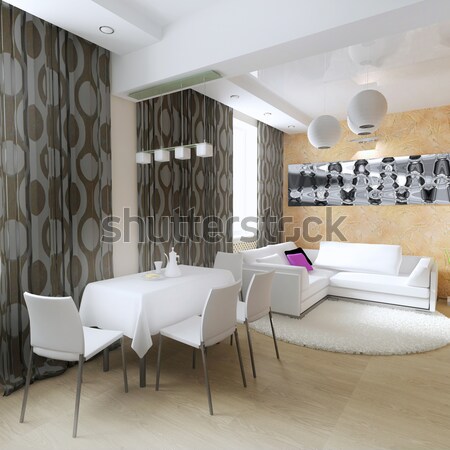Moderno interni soggiorno 3D casa Foto d'archivio © kash76