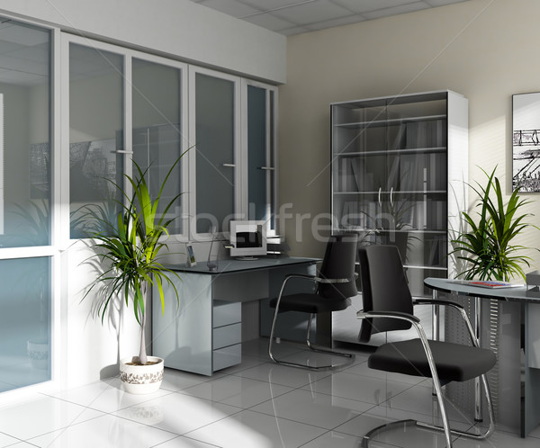Local de trabalho escritório moderno interior exclusivo projeto Foto stock © kash76