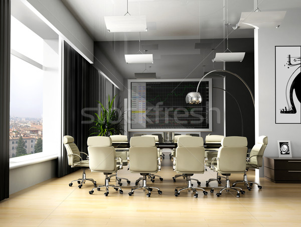 Kamer onderhandeling kantoor 3D afbeelding stad Stockfoto © kash76