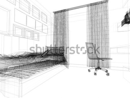 Moderno interior sala de estar mobiliário 3d render casa Foto stock © kash76