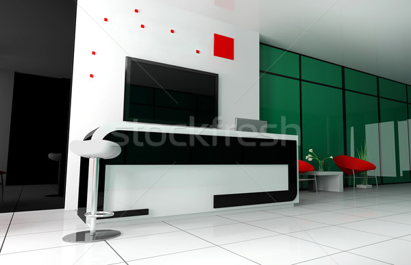 ストックフォト: 受付 · ホテル · ホール · 3D · 画像 · オフィス