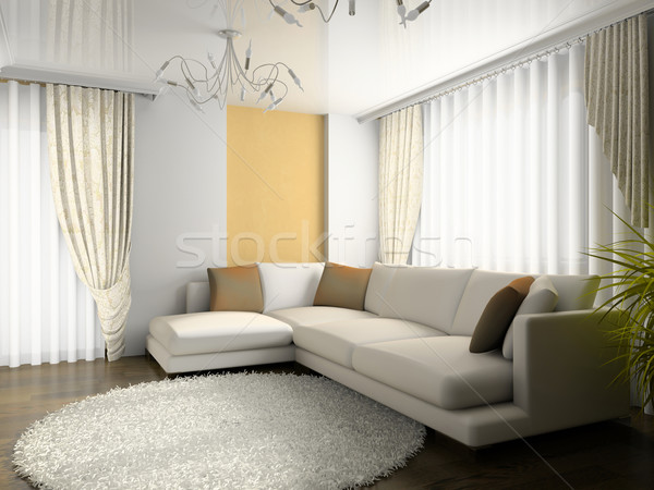 Rajz szoba belső 3D renderelt kép fa Stock fotó © kash76