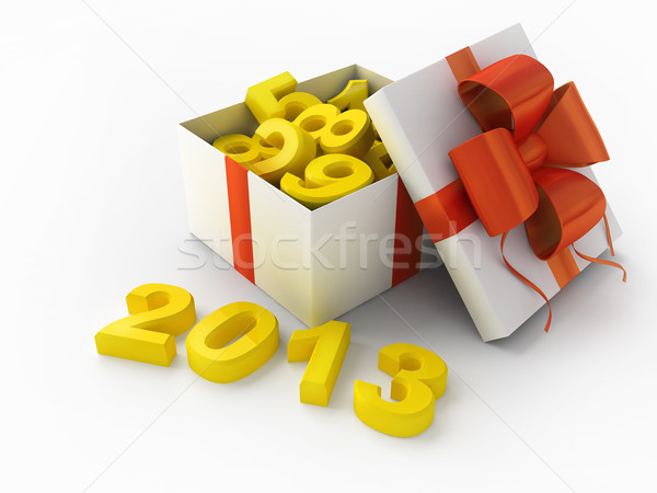 Stockfoto: Witte · geschenk · 2013 · geschenkdoos · 3D