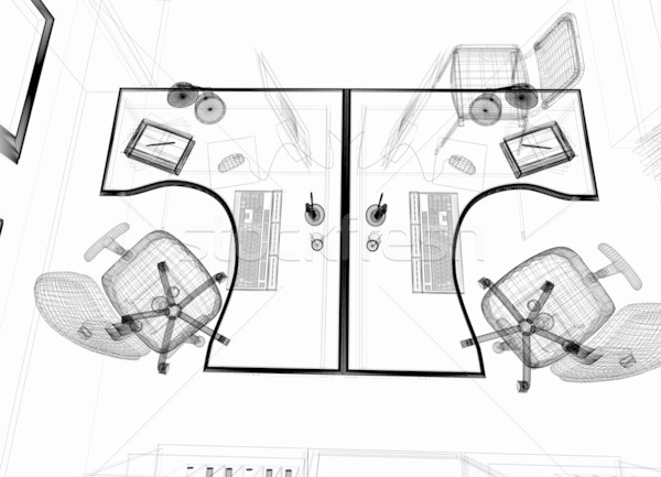 Modern interior birou 3D imagine abstract Imagine de stoc © kash76