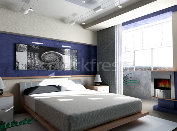 Hálószoba reggel belső alszik szoba 3d render Stock fotó © kash76