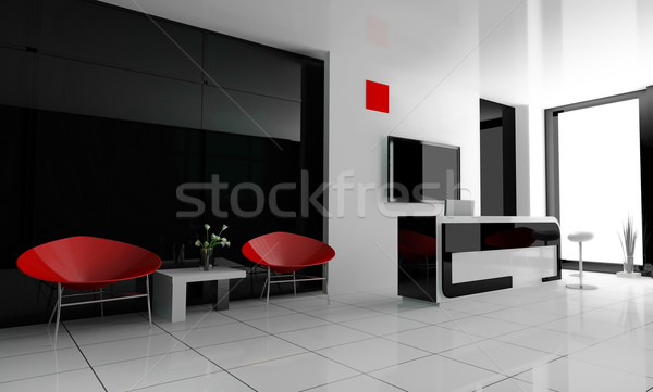 Stock fotó: Recepció · hotel · előcsarnok · 3D · kép · iroda