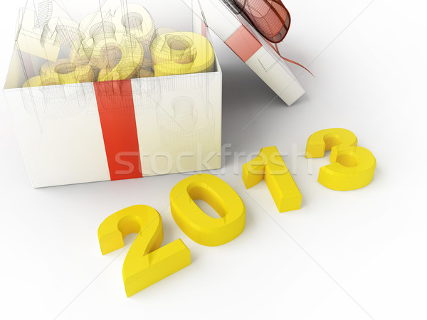 Stockfoto: Witte · geschenk · 2013 · geschenkdoos · 3D