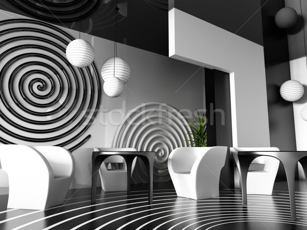 интерьер кафе современных 3D изображение древесины Сток-фото © kash76