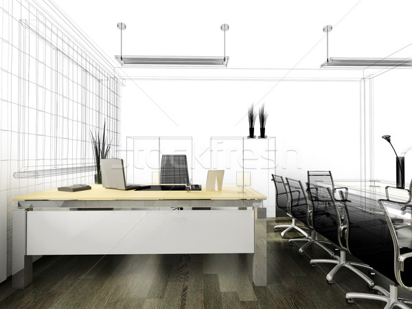 Modernes intérieur bureau 3D image design [[stock_photo]] © kash76