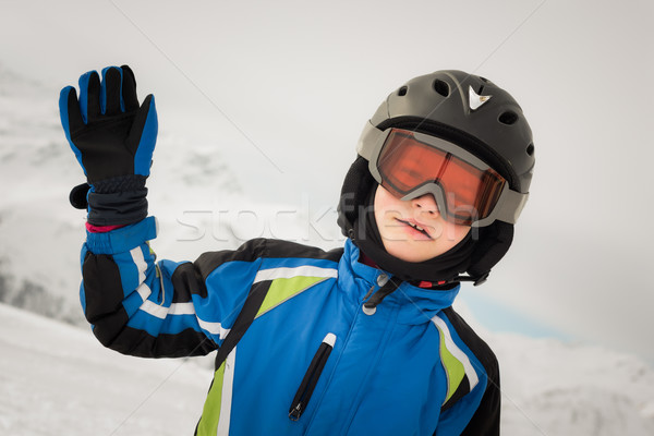 Young skier on winter background Stock photo © kasjato