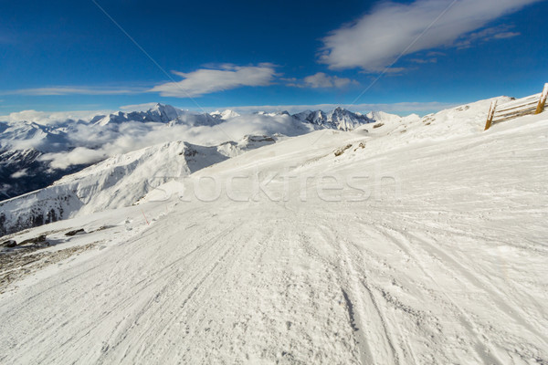 Híres sí üdülőhely Alpok tél égbolt Stock fotó © kasjato