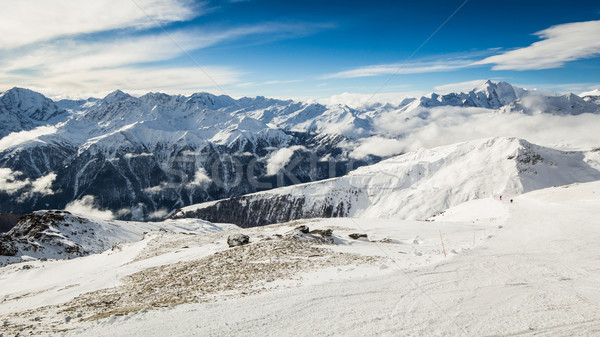 Sí üdülőhely Alpok tél tájkép hegy Stock fotó © kasjato