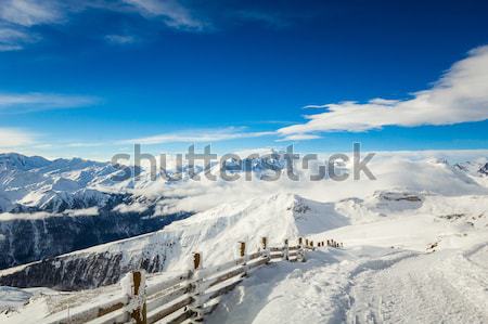 Híres sí üdülőhely Alpok tél égbolt Stock fotó © kasjato
