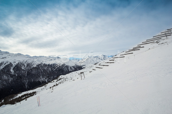 Sí üdülőhely Alpok tél égbolt sport Stock fotó © kasjato