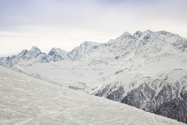 Gyönyörű kilátás sí üdülőhely Alpok tél Stock fotó © kasjato