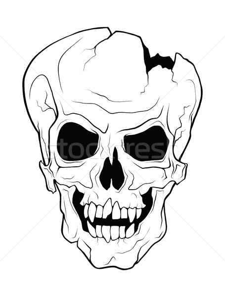 Crâne vampire vecteur monochrome illustration [[stock_photo]] © katya_sorokopudo