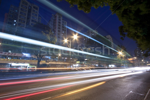 Tráfico nocturna de la ciudad resumen luz calle signo Foto stock © kawing921